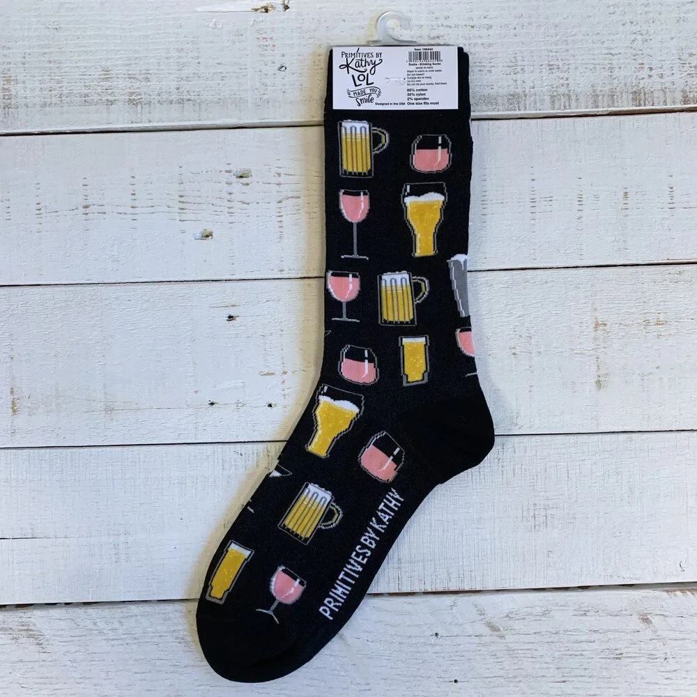 These Are My Drinking Socks | Unisex Beer and Cocktails Socks in Black